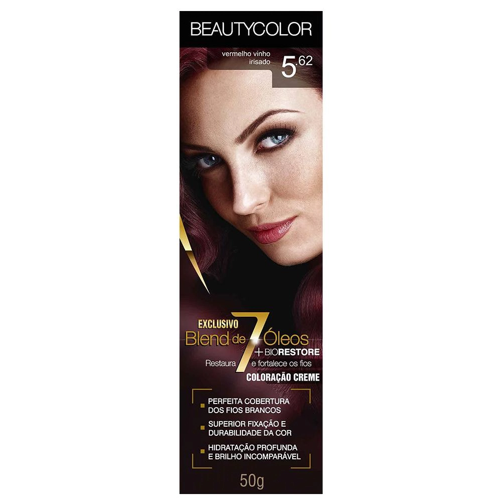 Tintura Permanente Beauty Color 50g 5.62 Vermelho Vinho Irisado Unit