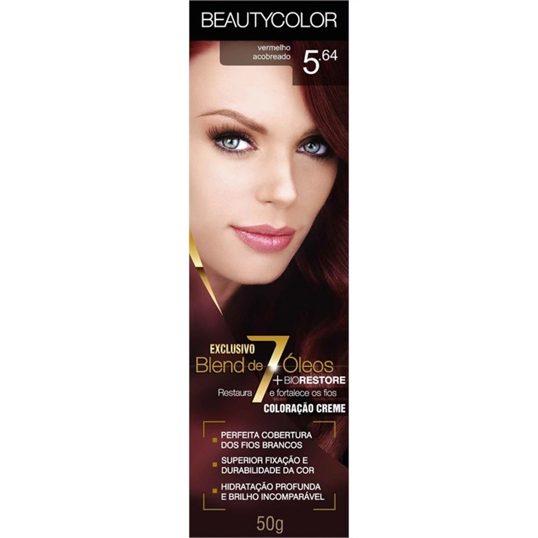 Tintura Permanente Beauty Color 50g 5.64 Vermelho Vinho Acobreado Unit