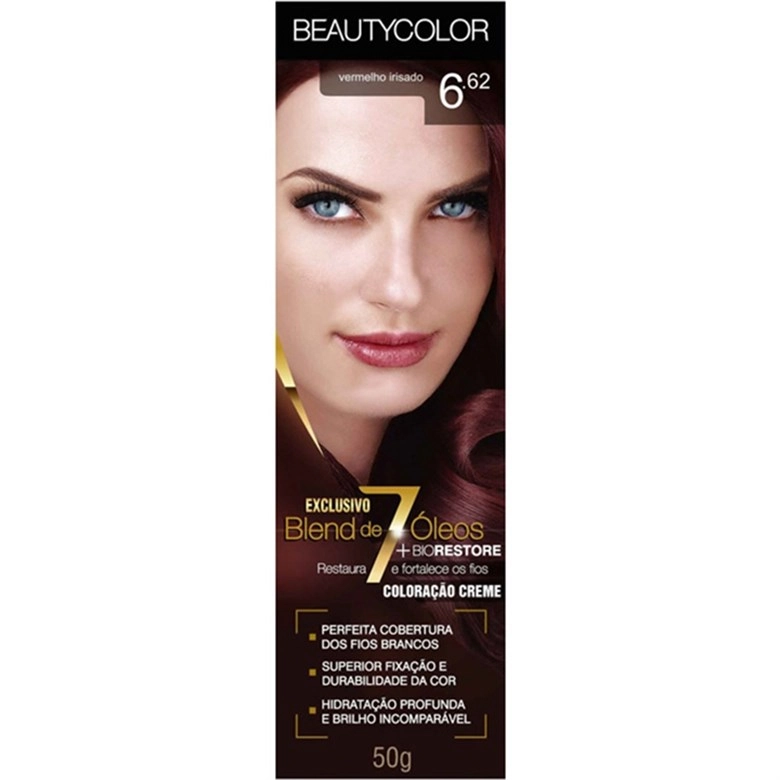 Tintura Permanente Beauty Color 50g 6.62 Vermelho Irisado Unit