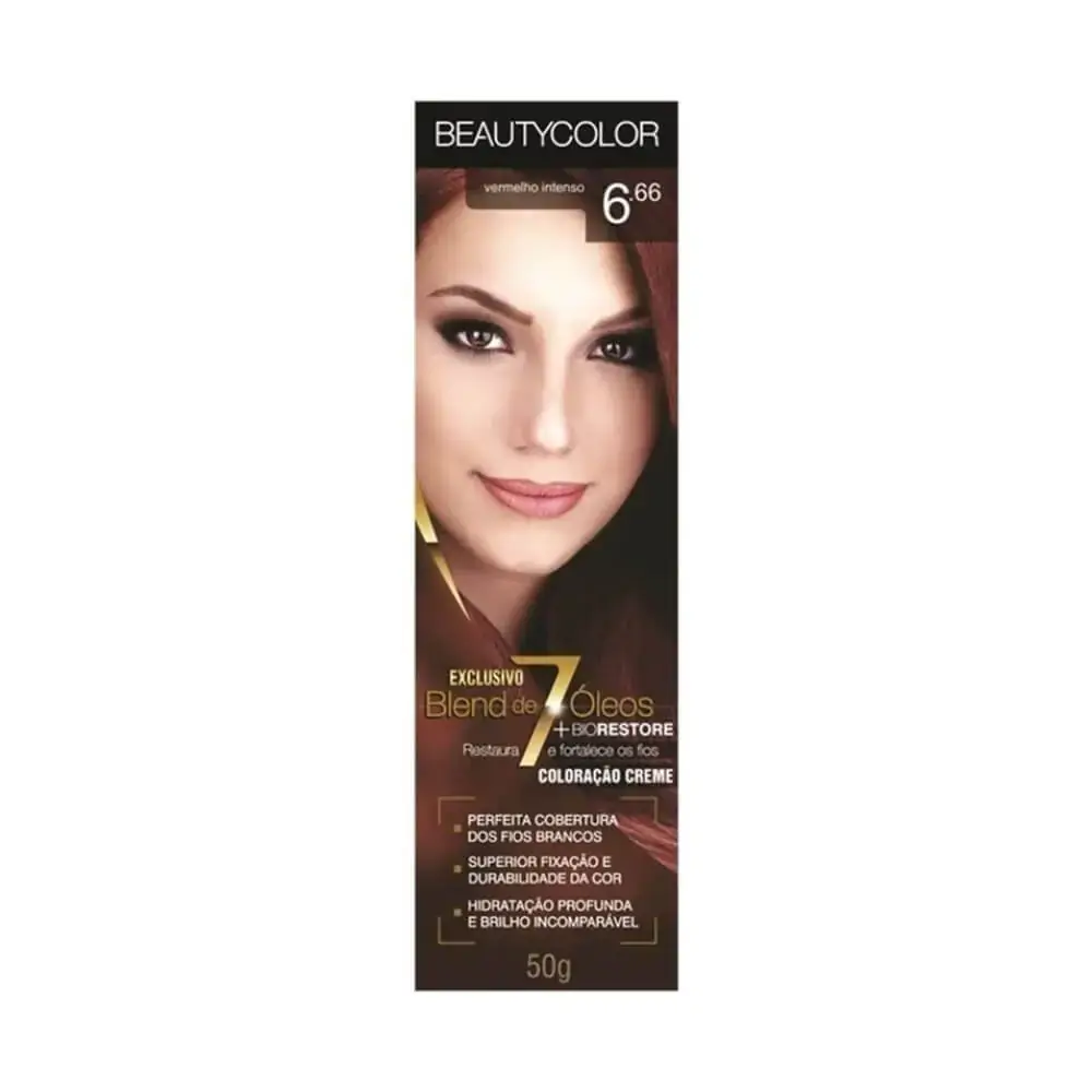 Tintura Permanente Beauty Color 50g Louro Escuro Vermelho Intenso Unit
