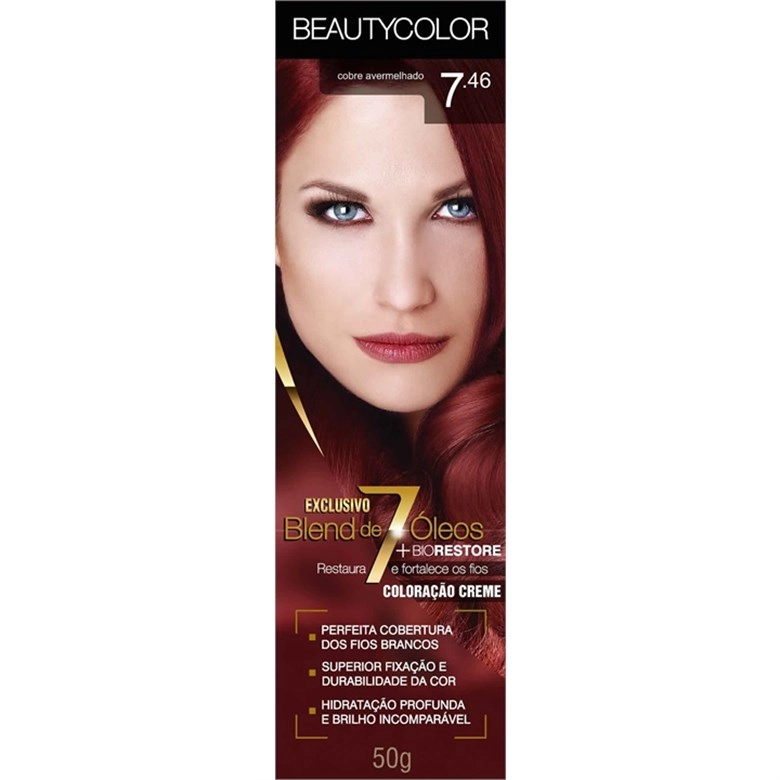 Tintura Permanente Beauty Color 50g 7.46 Louro Cobre Avermelhado Unit