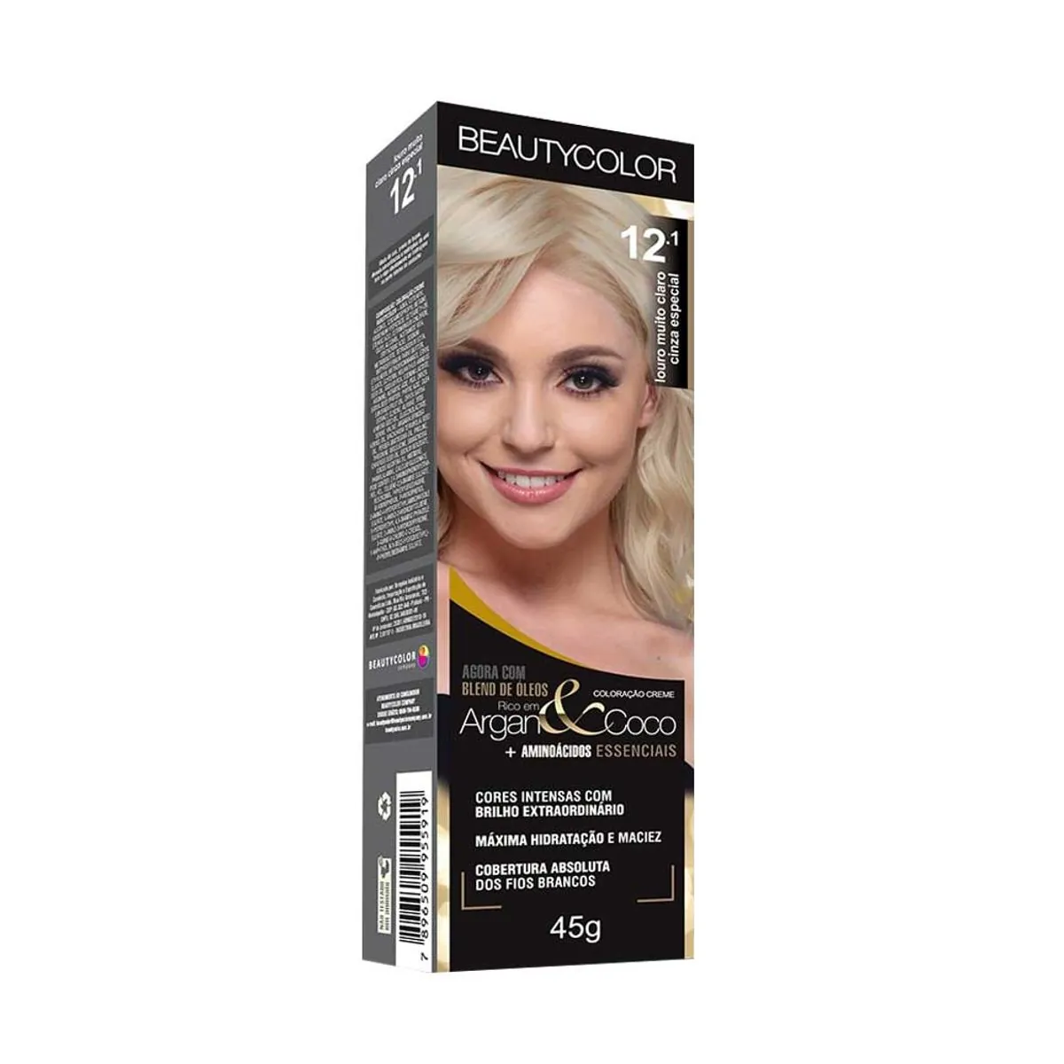 Tintura Permanente Beauty Color 50g 12.1 Louro Muito Claro Cinza Especial Unit