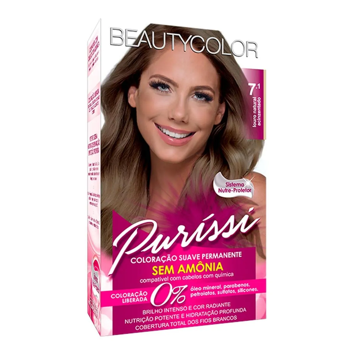 Tintura Beauty Color Sem Amônia 7.1 Louro Natural Acinzent.