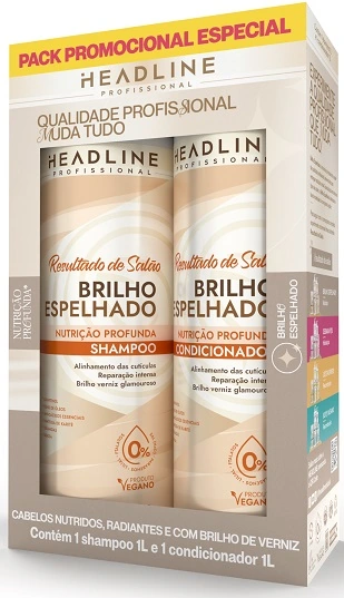 Kit Headline Sh Cond 1l Brilho Espelhado Resultado De Salao