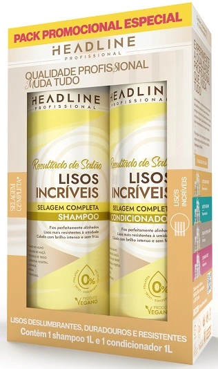 Kit Headline Sh Cond 1l Lisos Incriveis Resultado De Salao