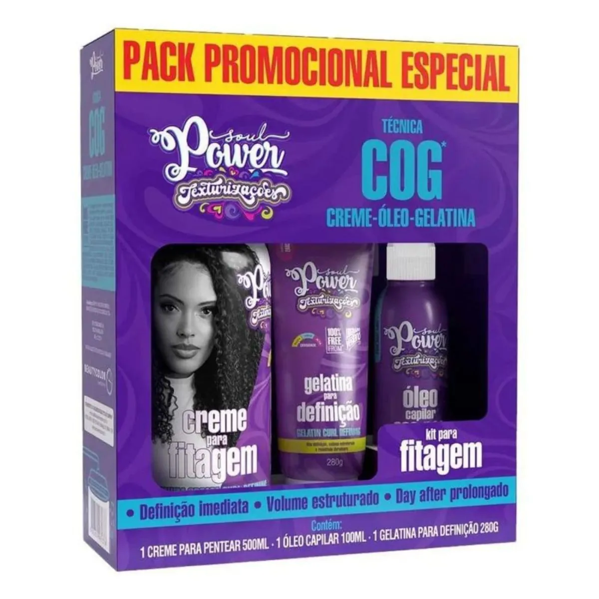 Kit Soul Power Cr Pent Oleo Gelat Fitagem Text Med Tec