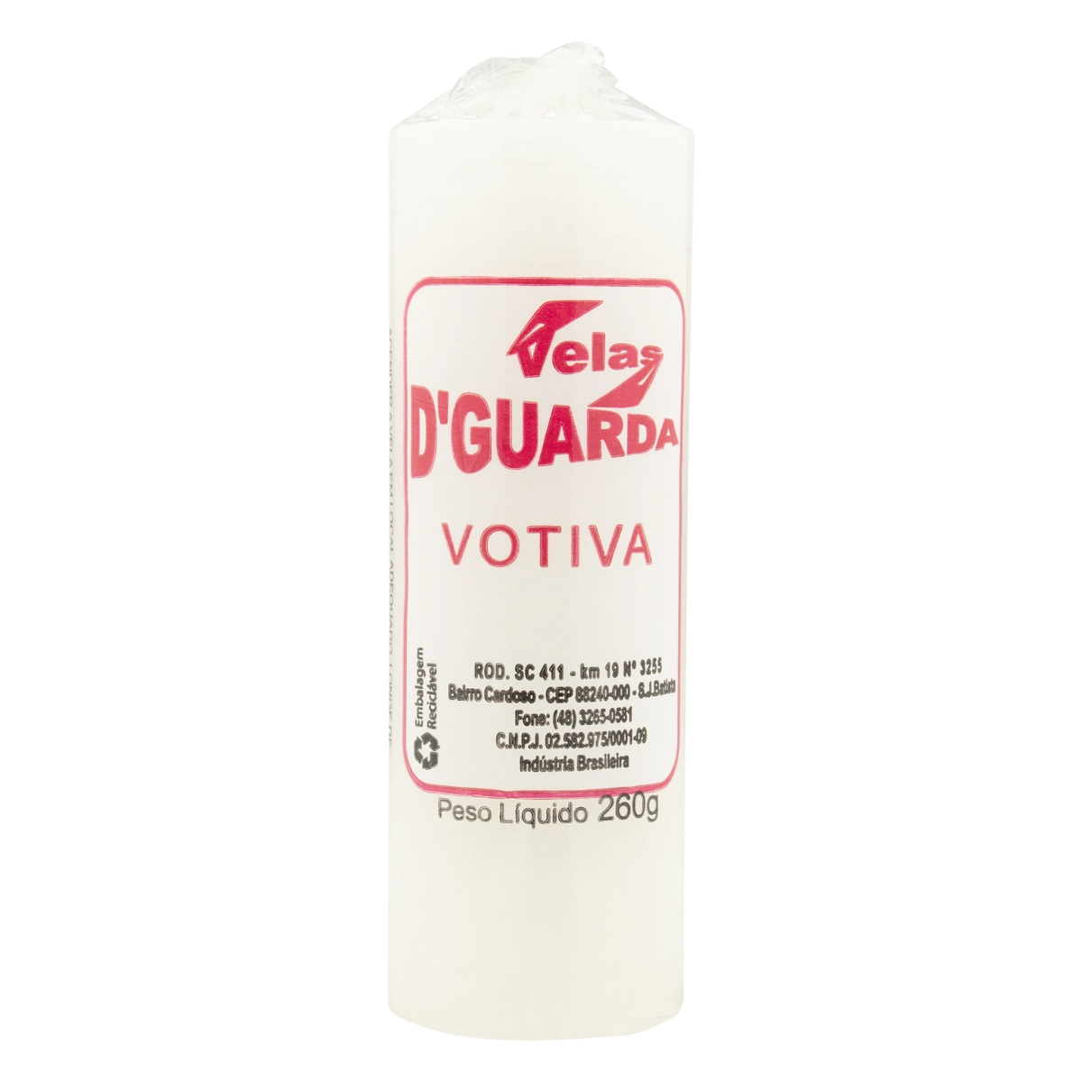 Vela Votiva Branca Velas Dguarda 260g