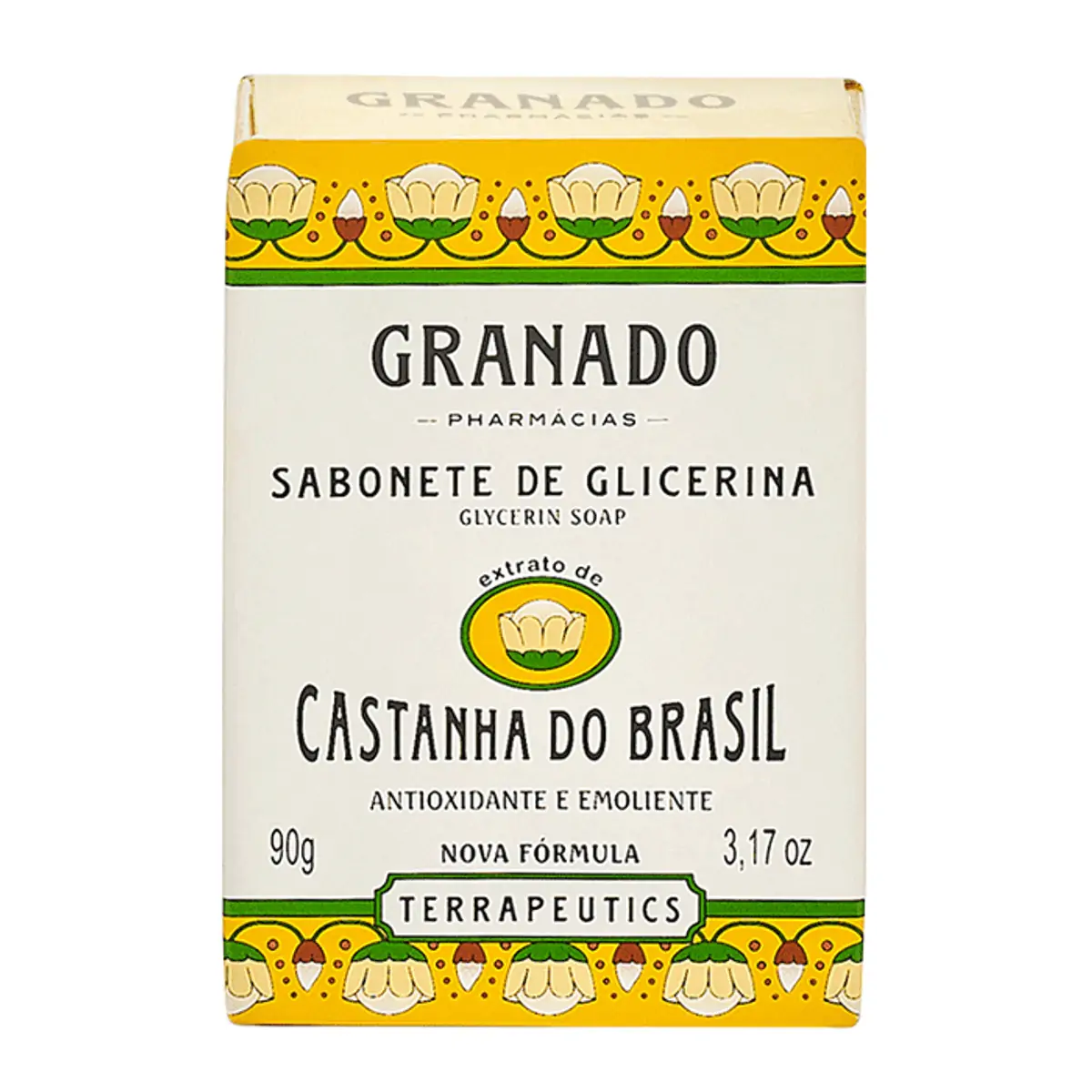 Sabonete Barra de Glicerina Castanha-do-Brasil Granado Terrapeutics Caixa 90g