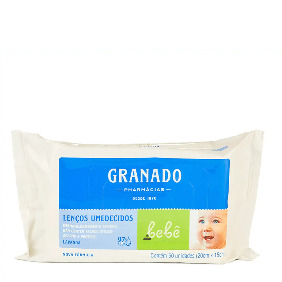 Lenço Umedecido Macio Lavanda Granado Bebê Pacote 50 Unidades