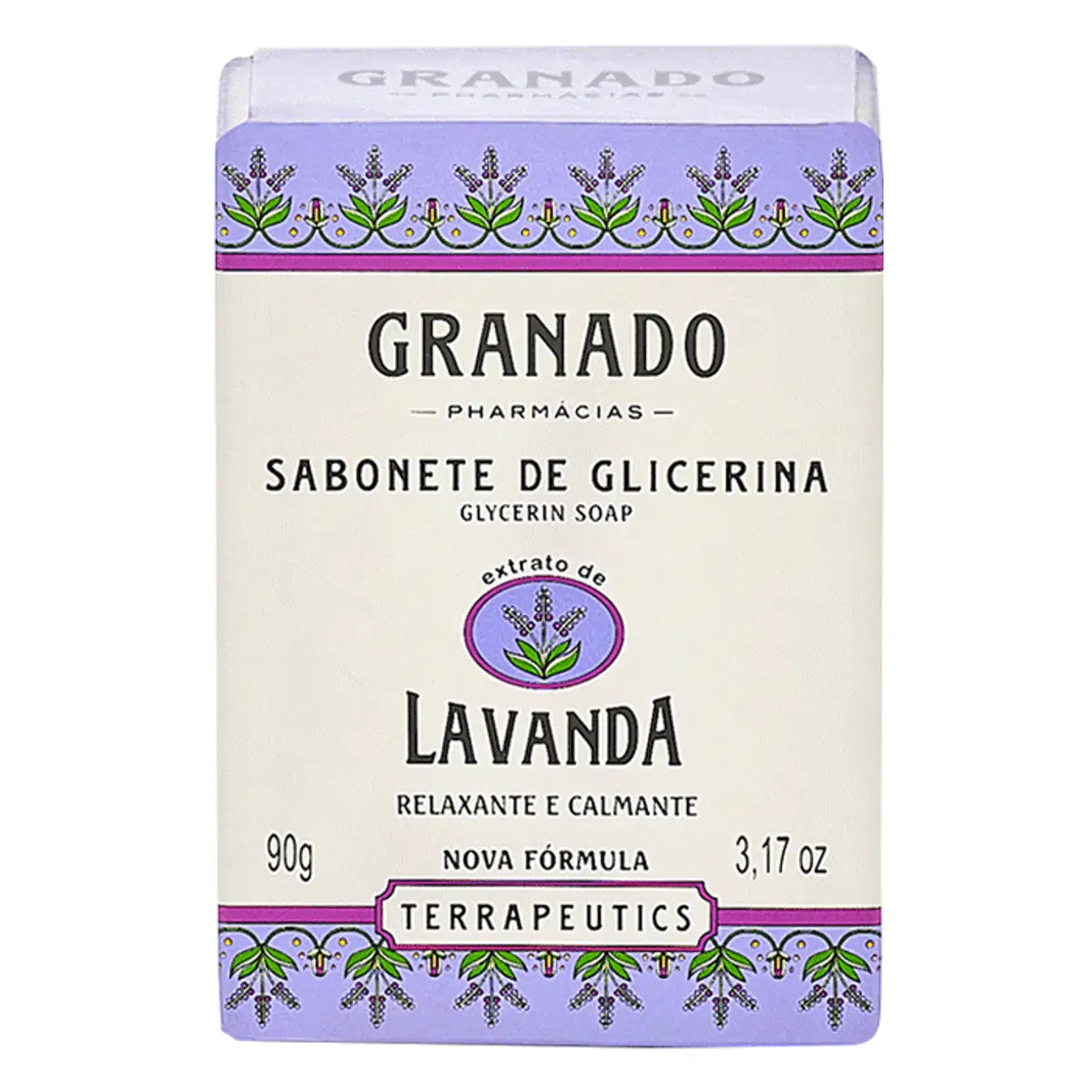 Sabonete Barra de Glicerina Lavanda Granado Terrapeutics Caixa 90g
