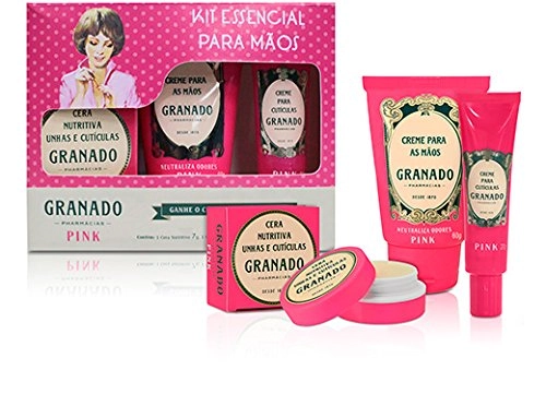 Linha Pink Granado: Cera Nutritiva Para Cuticulas 7 Gr, Creme Para Maos 60 Gr E Creme Para Cuticula