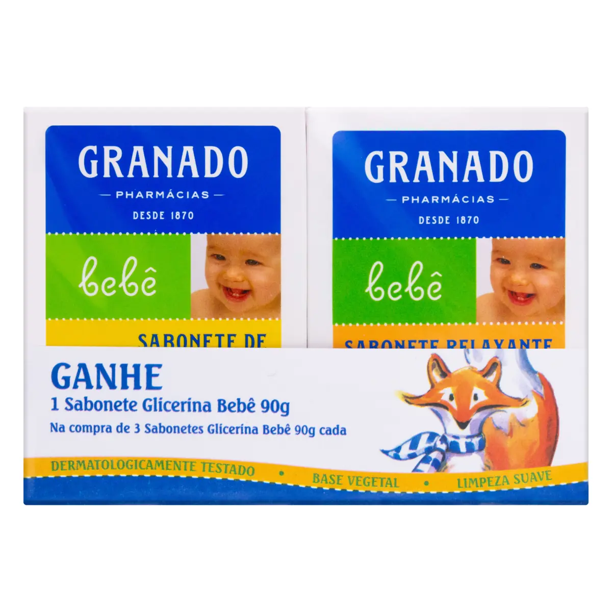 Kit Sabonete Barra De Glicerina Tradicional Lavanda Erva Doce Camomila Granado Bebê 90g Cada Grátis