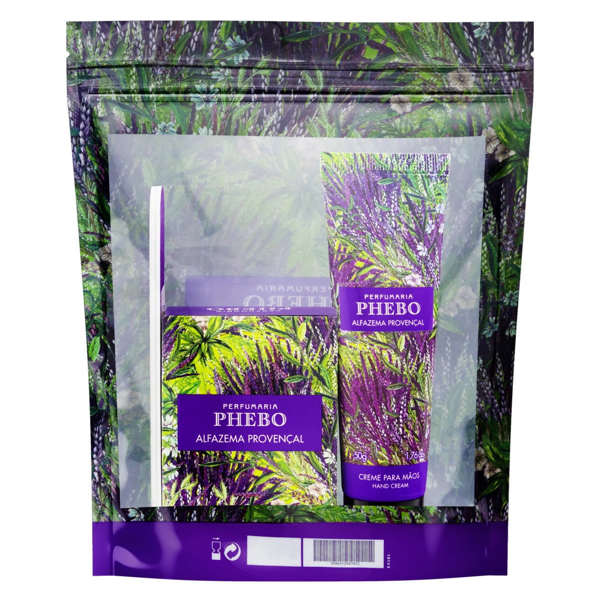 Kit Sabonete Em Barra 100g Creme Para Mãos 50ml Lixa Para Unha Alfazema Provençal Phebo