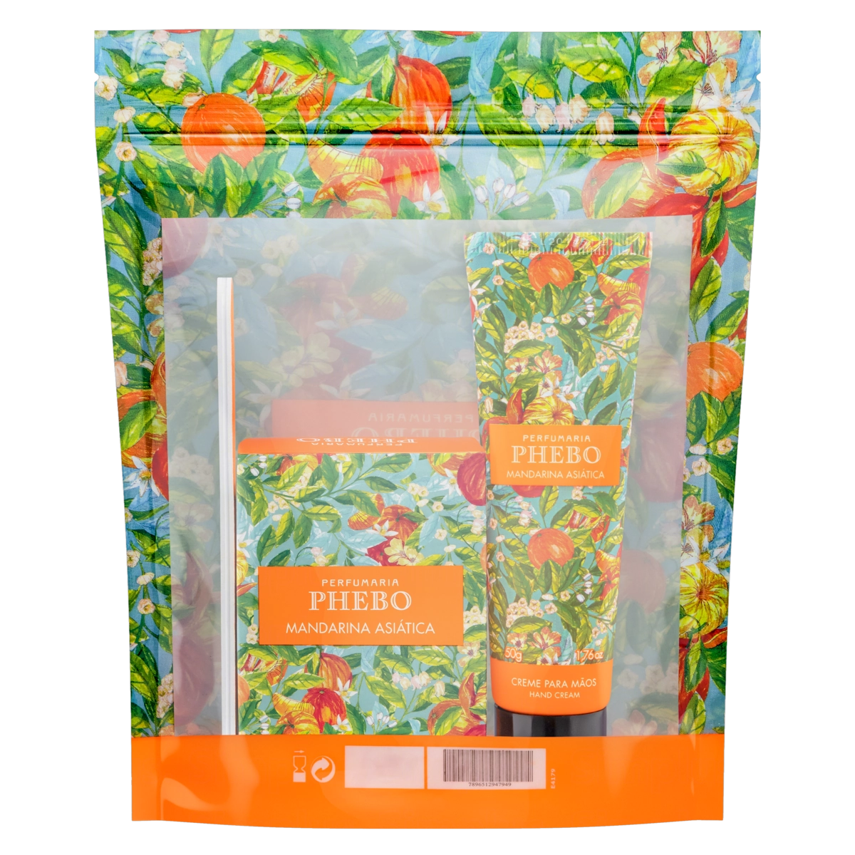Kit Sabonete Em Barra 100g Creme Para Mãos 50ml Lixa Para Unha Mandarina Asiática Phebo