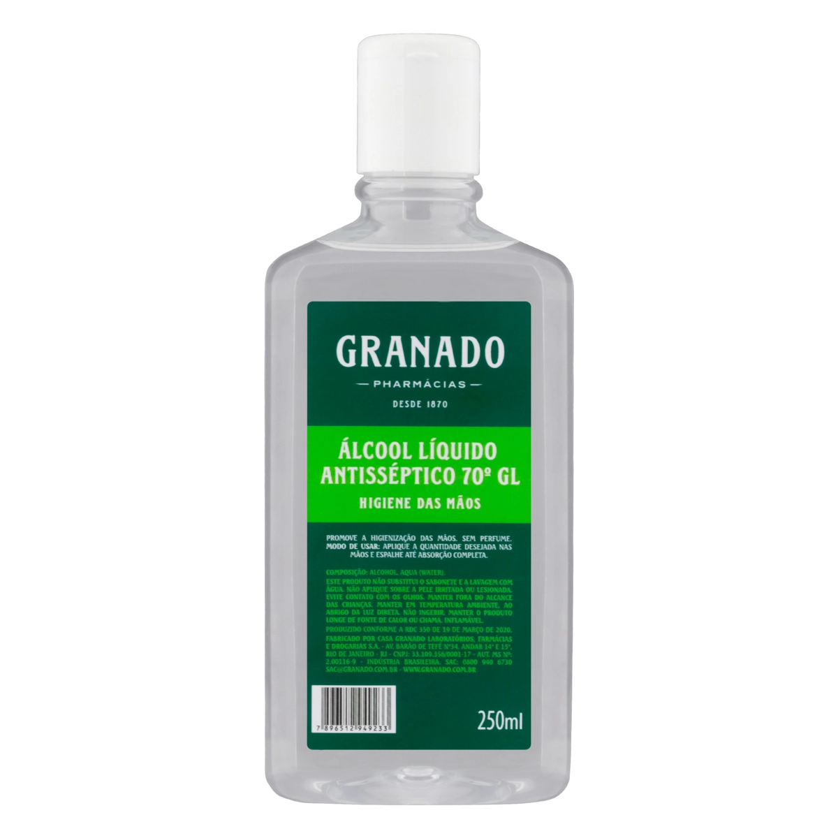 álcool Líquido 70 Inpm Granado Squeeze 250ml