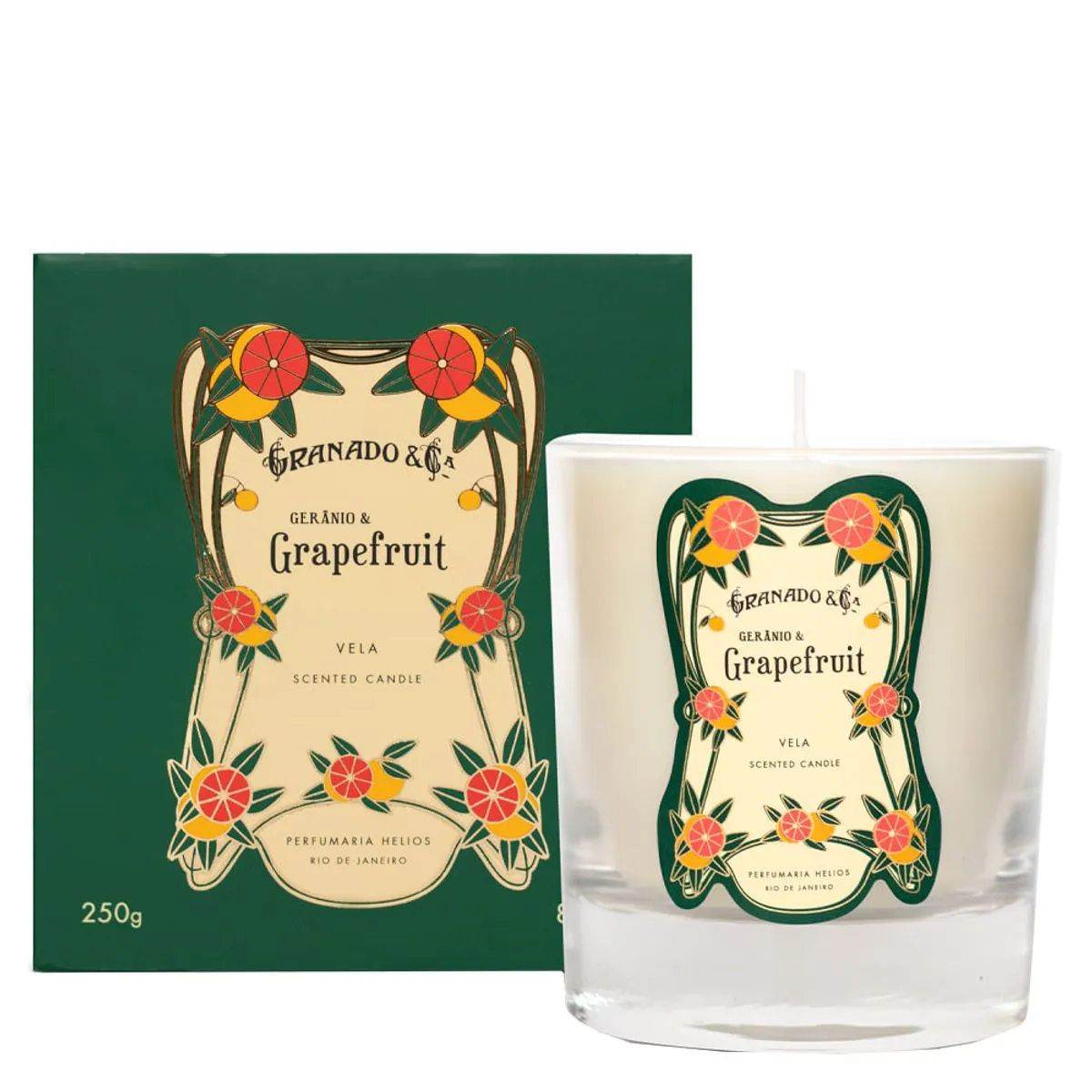 Vela Granado Grapefruit & Gerânio Vintage 250 g - Branco