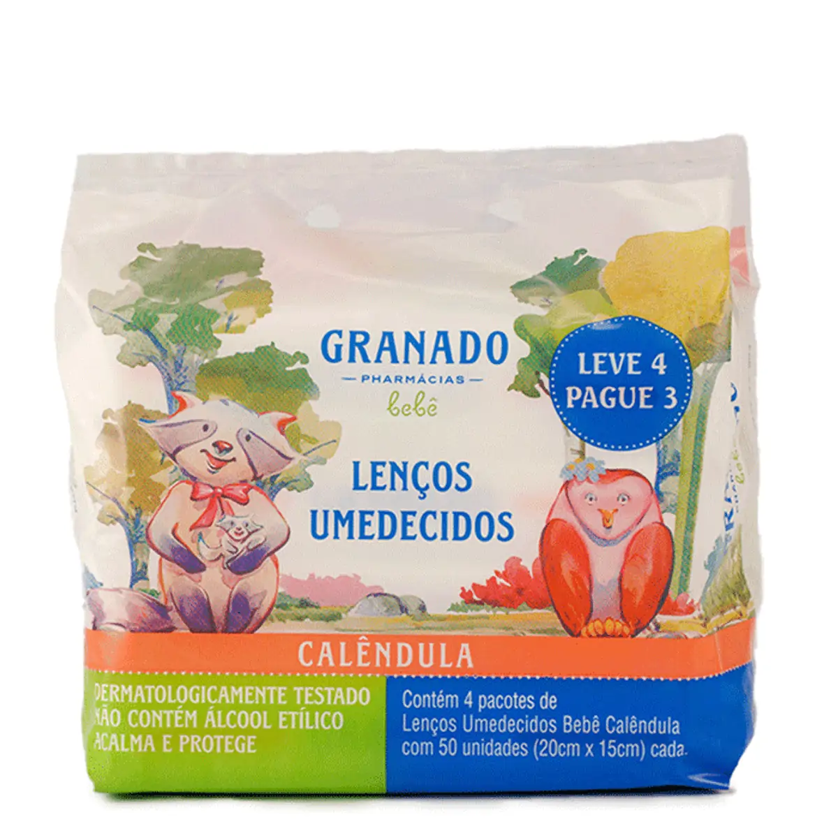 Pack Lenço Umedecido Calêndula Granado Bebê Pacote Leve 4 Pague 3 Unidades