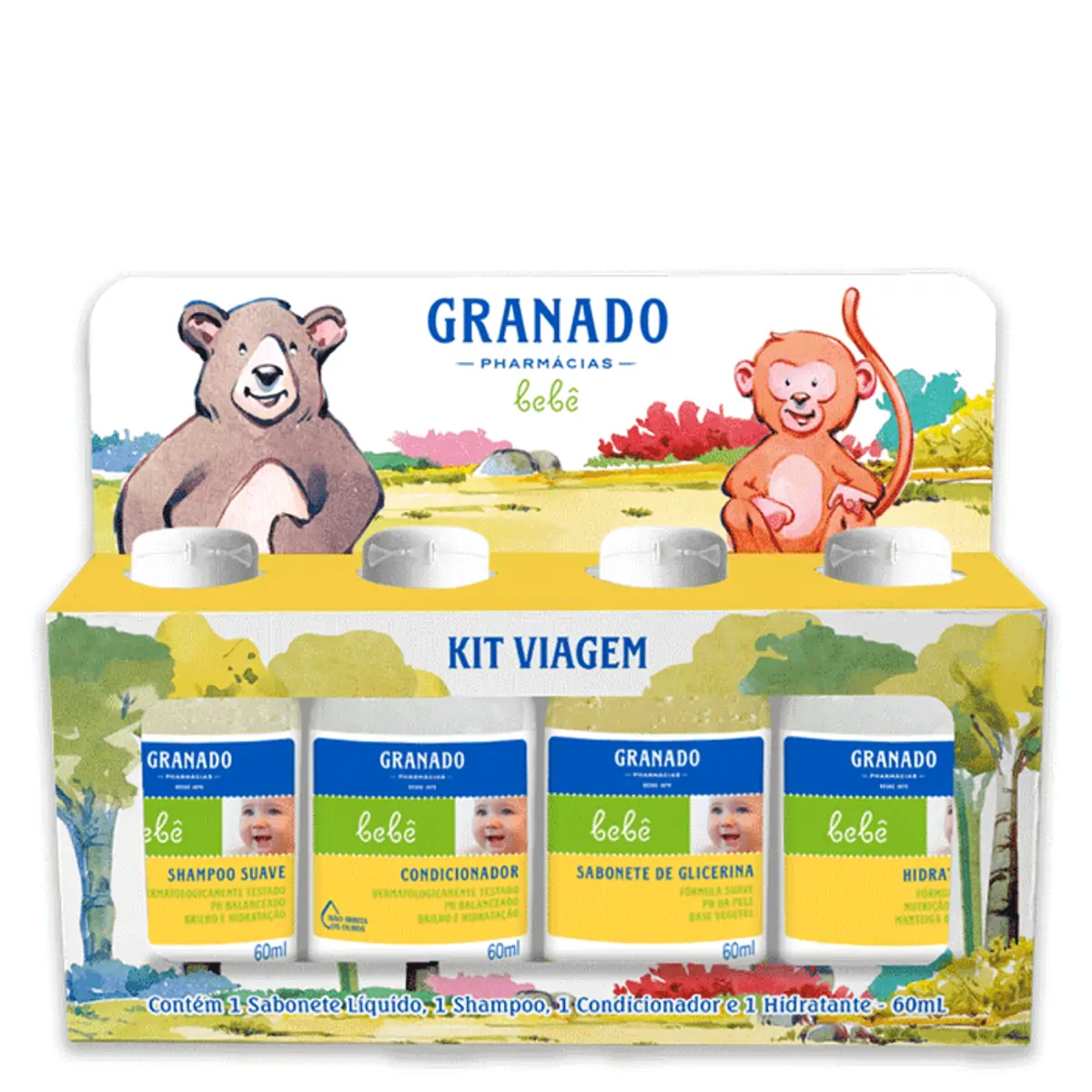 Kit Shampoo Suave Condicionador Sabonete De Glicerina Hidratante Granado Bebê 60ml Cada