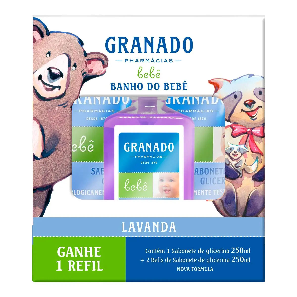 Kit 1 Sabonete Líquido De Glicerina Lavanda 2 Refis Granado Banho Do Bebê 250ml Cada Grátis 1 Refil