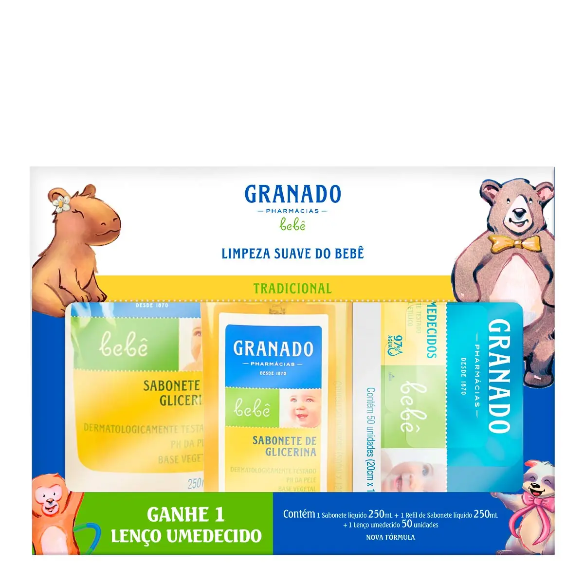 Granado Kit, Sabonete Líquido, Refil E Lenço, Tradicional