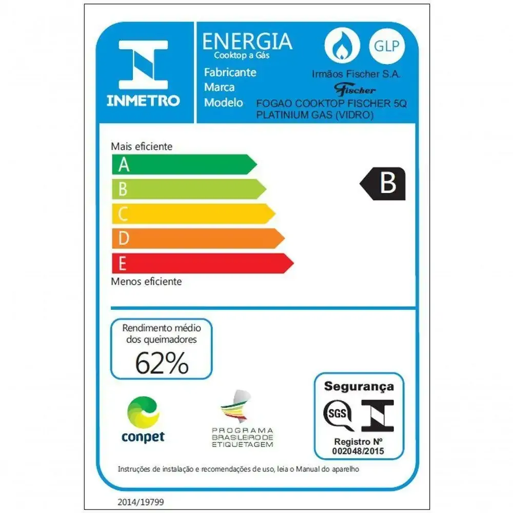 Fogão Cooktop Fischer 5 Bocas Platinium 19784-23299 Bivolt