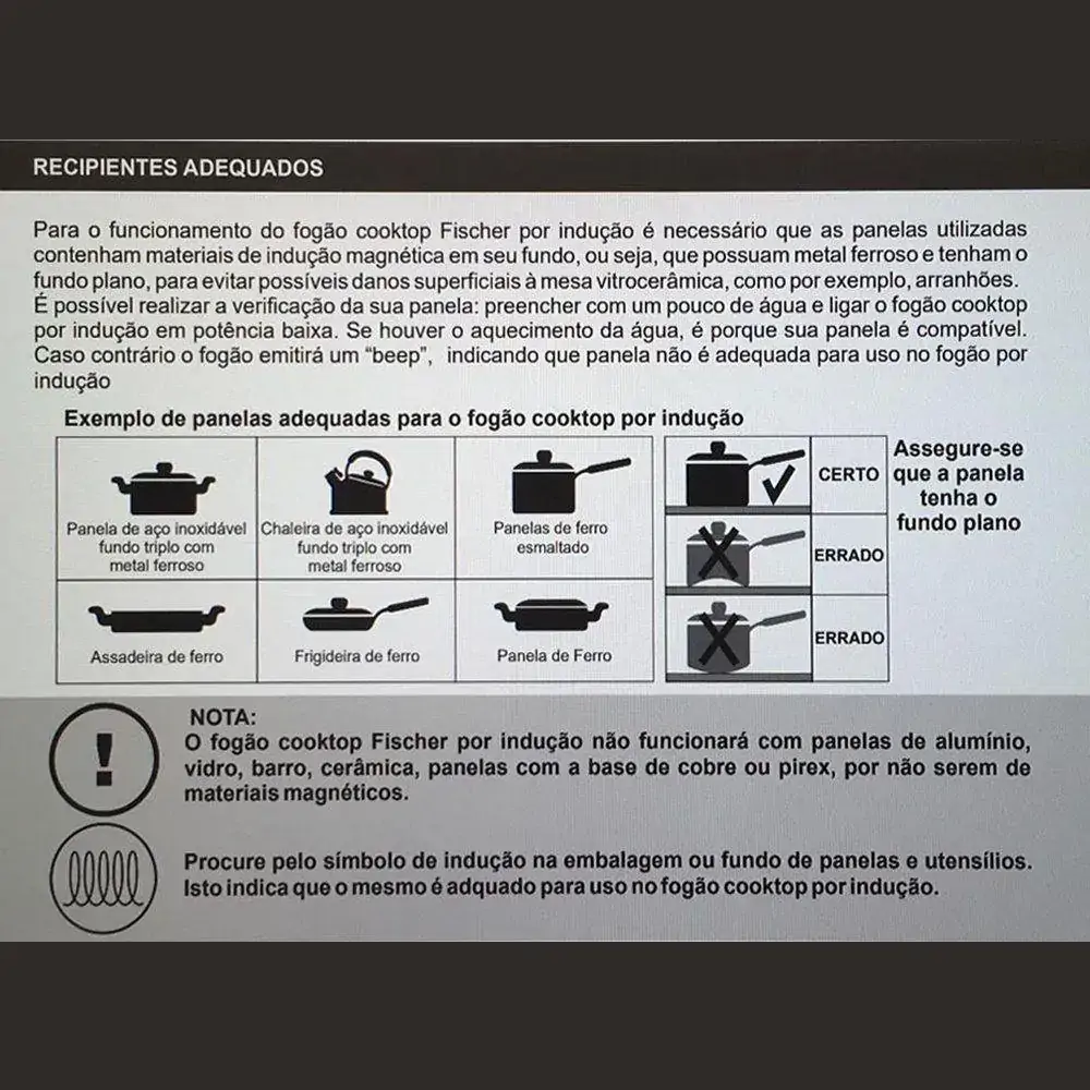 Fogão Cooktop Fischer 1 Boca Por Indução Mesa Vitrocerâmica 26884 - v - Bivolt