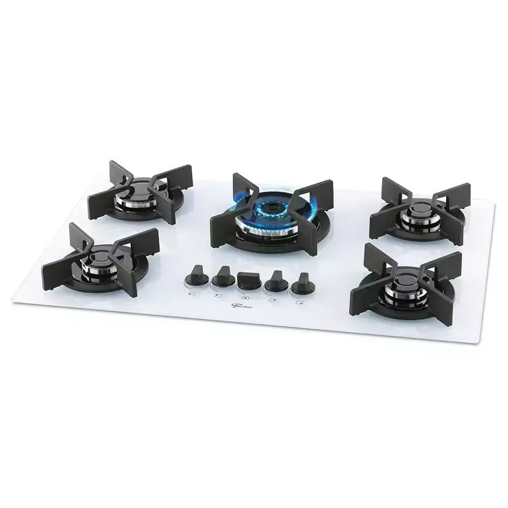 Cooktop a Gás 5 Bocas Fischer Mesa de Vidro Infinity