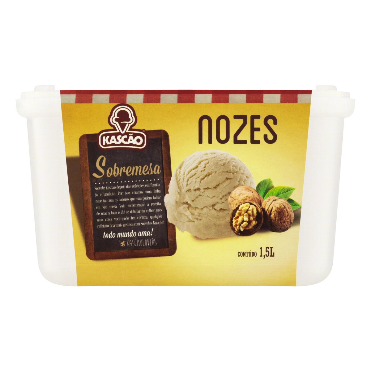 Sorvete Nozes Kascão Sobremesa Especial Pote 1,5l