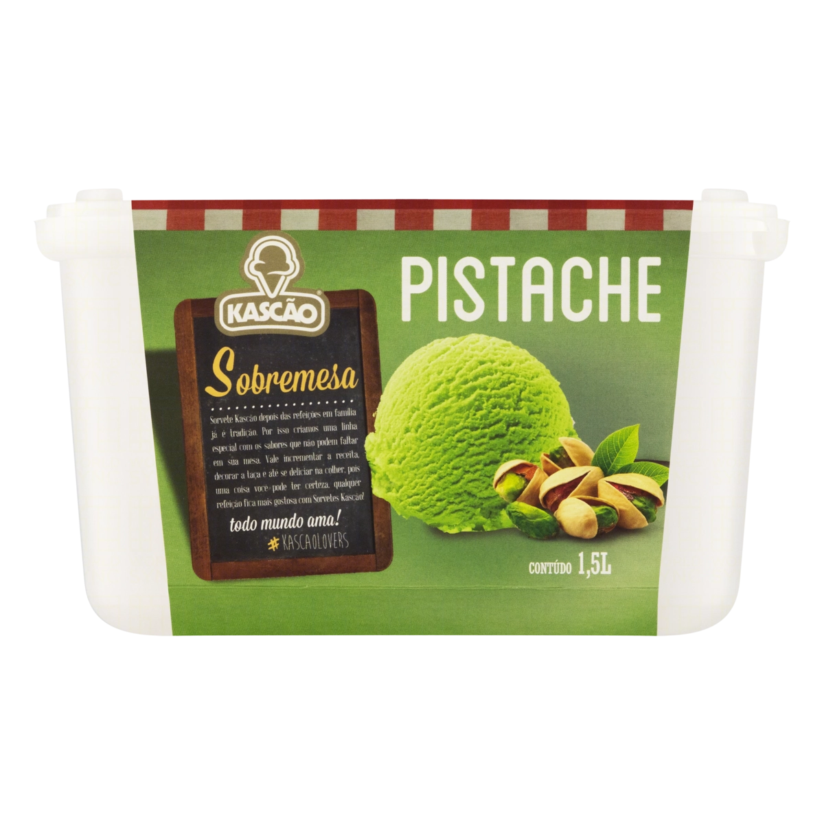 Sorvete Pistache Kascão Sobremesa Especial Pote 1,5l