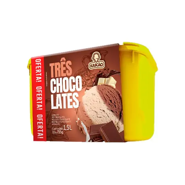 Sorvete Kascao 1,5l 3 Chocolates