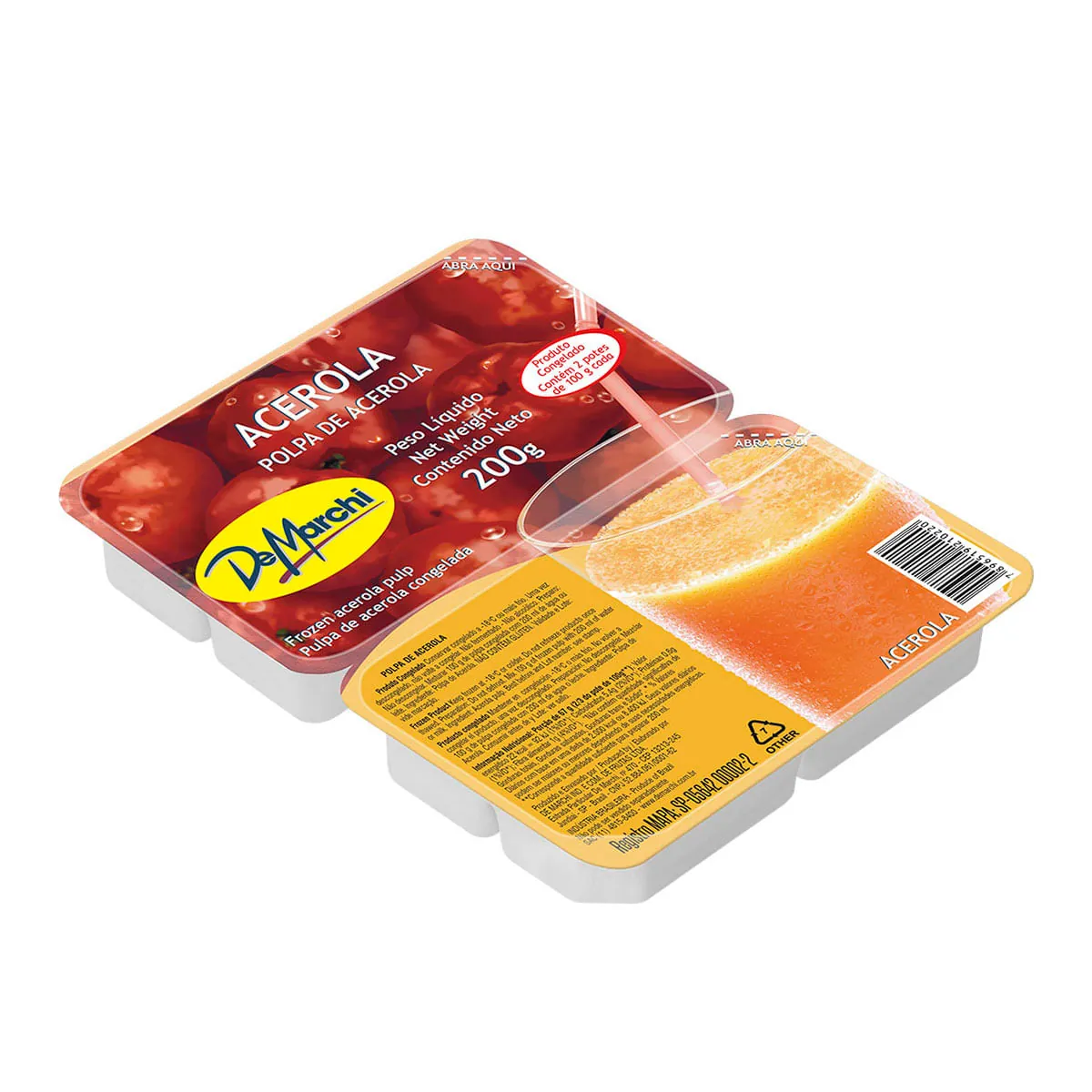 Polpa De Fruta Acerola De Marchi Bandeja 200g 2 Unidades