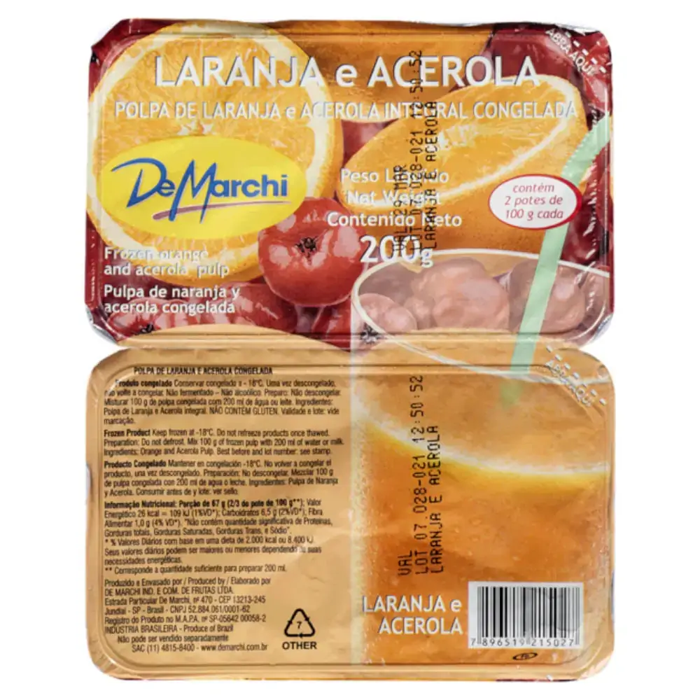 Polpa De Fruta Demarchi Acerola Com Laranja