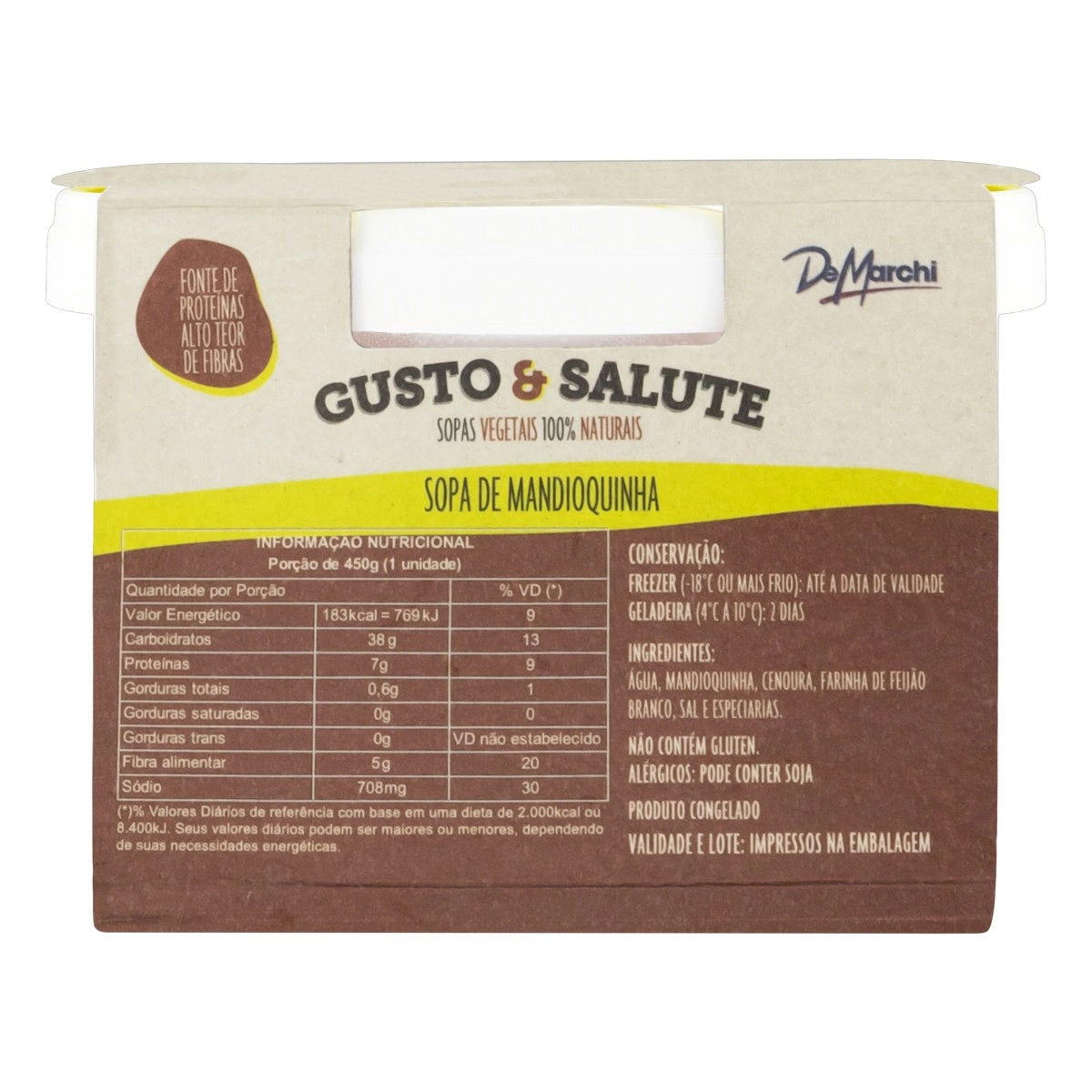 Sopa Congelada Mandioquinha De Marchi Gusto Salute Pote 450g