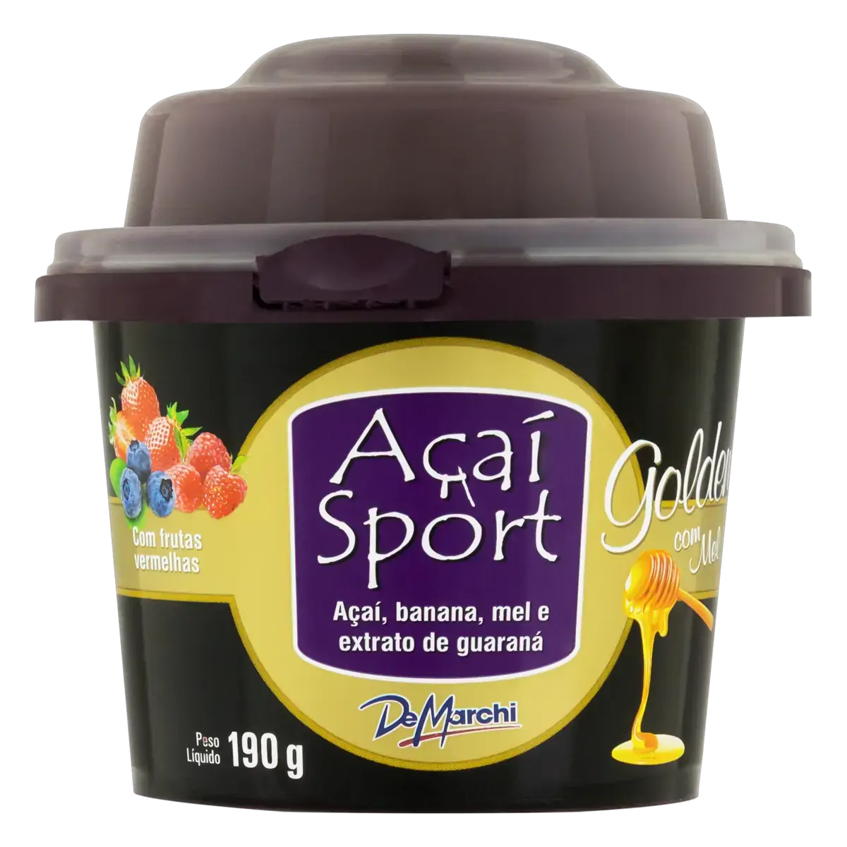 Açaí Com Guaraná, Banana, Mel E Frutas Vermelhas De Marchi Sport Golden Pote 190g