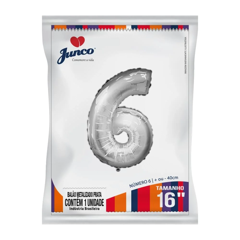 Balao Junco Metalizado Prata 40cm N.6 1un