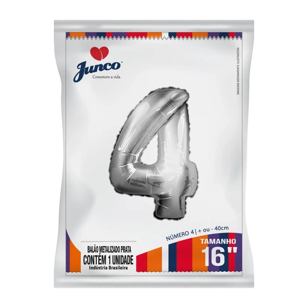 Balao Junco Metalizado Prata 40cm N.4 1un