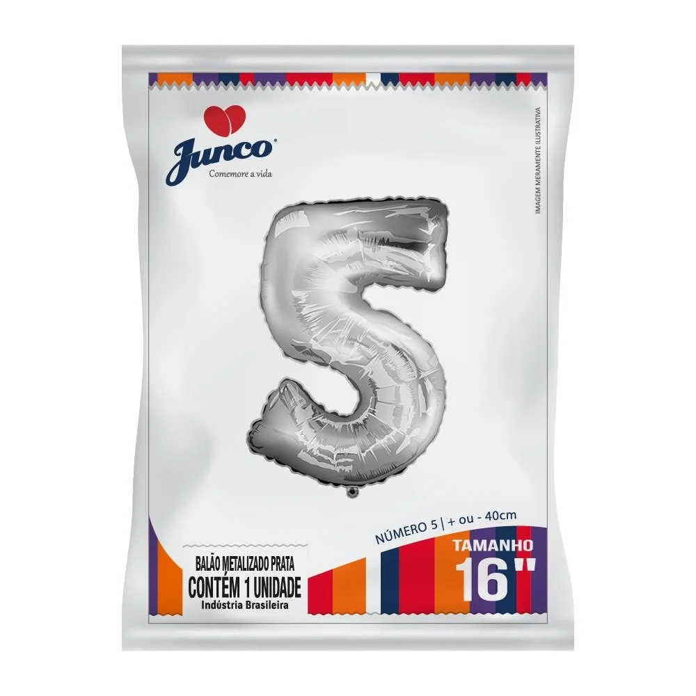 Balao Junco Metalizado Prata 40cm N.5 1un