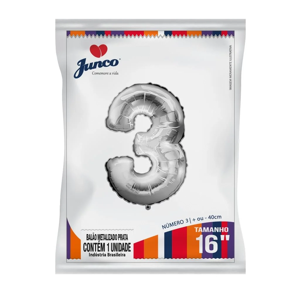 Balao Junco Metalizado Prata 40cm N.3 1un