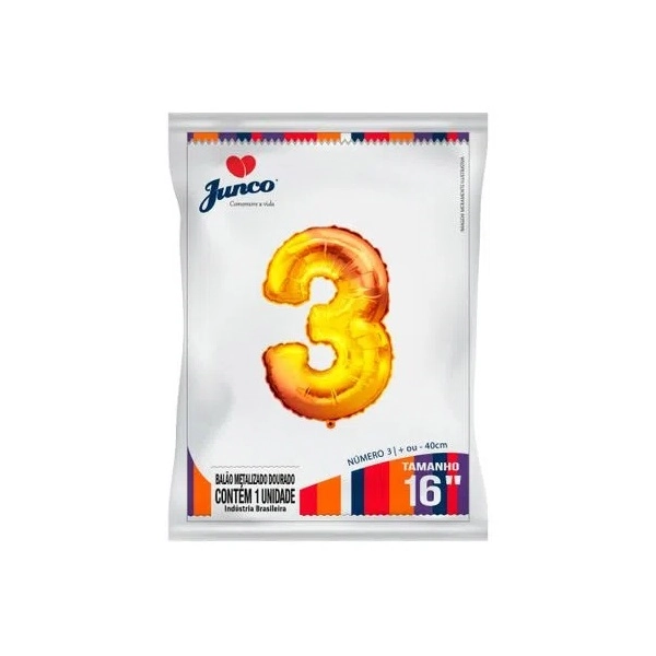 Balao Junco Metalizado Dourado 40cm N.3 1un