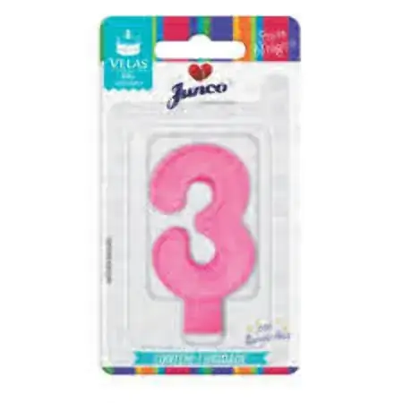 Vela Aniver Junco Big N3 Rosa