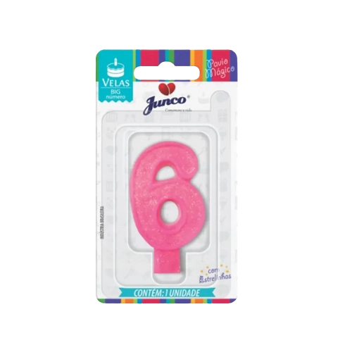 Vela Aniver Junco Big N6 Rosa