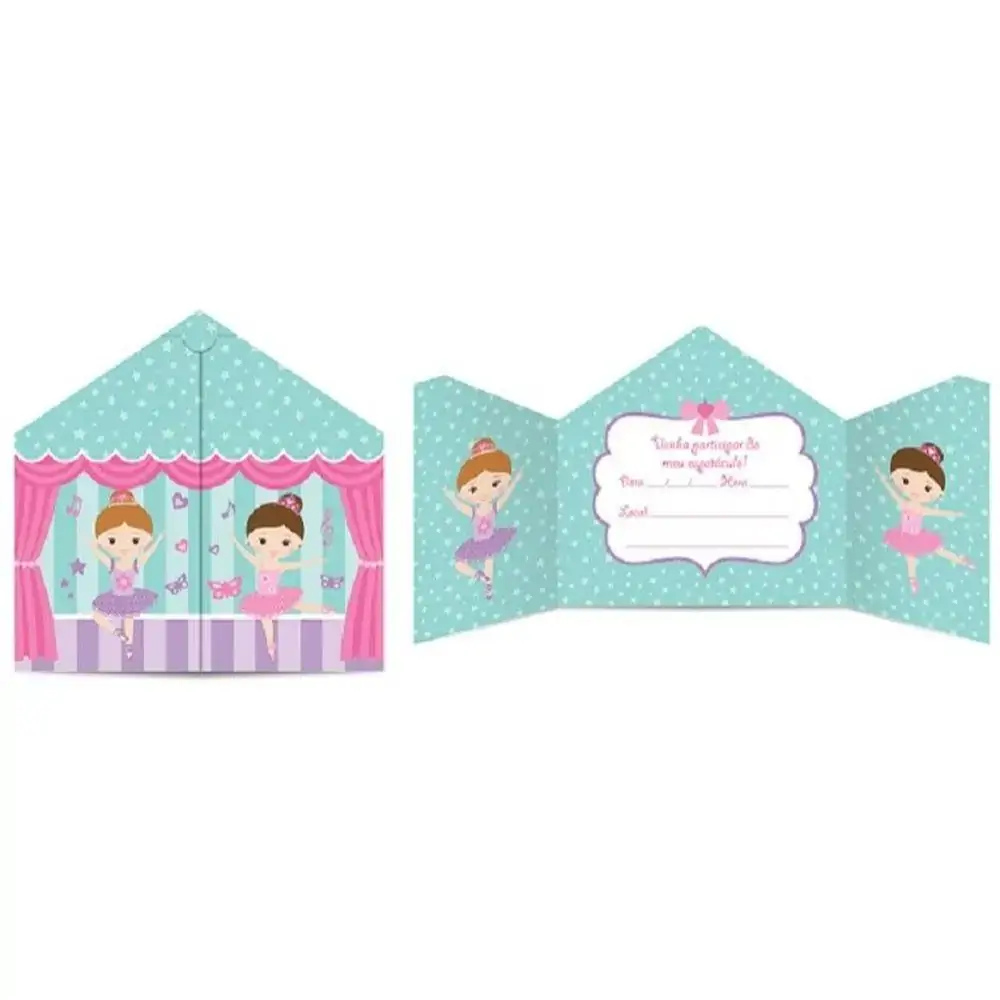 Convite Junco Aniver Bailarinas C/8
