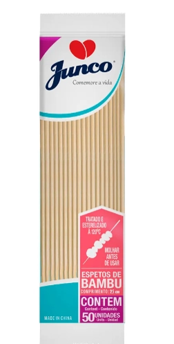Espeto Bambu P/ Churrasco 25cm C/50 Junco