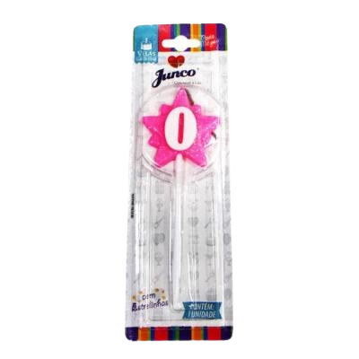 Vela Aniversario Junco Super Star N.0 Rosa