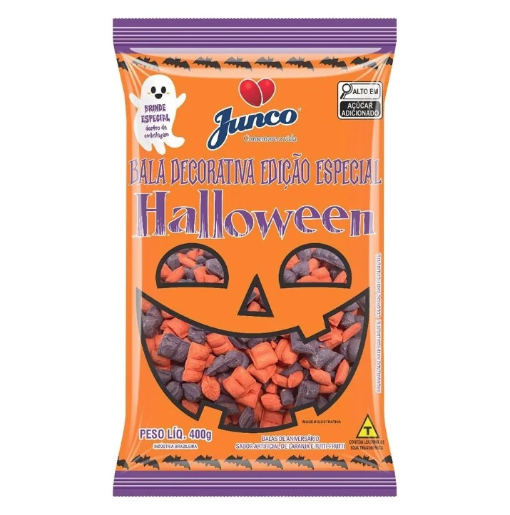 Mini Bala Halloween Laranja/roxa 400g Junco