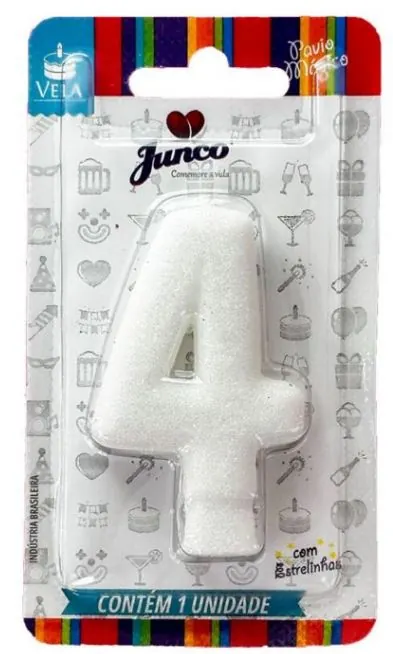 Vela Aniversario Junco Live Colors C/glitter Brc N.4 Un