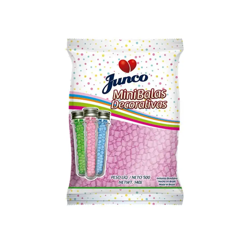 Mini Bala Junco Decorativa 500 G Rosa/ Morango