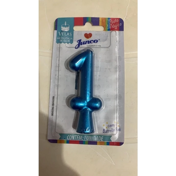 Vela Aniversario Metalizada N 1 Azul