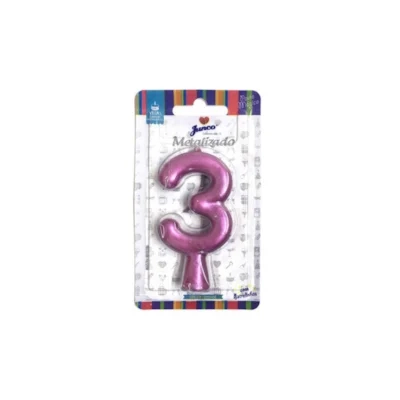 Vela Aniversario Metalizada N 3 Rose