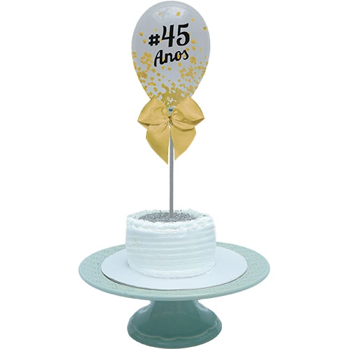 Ballon Cake Trasparente Papel Metalizado Dourado